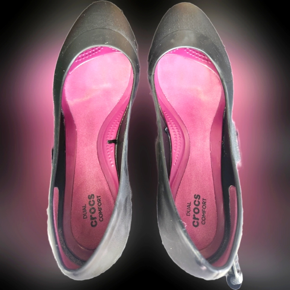 Crocs Shoes Womens Size 8 Dual Comfort Lina Slip On Wedge Pump Black